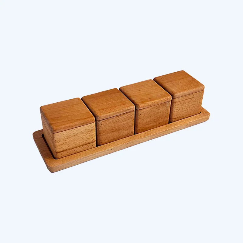 جا ادویه چوبی چهار پارچه مربعی شکل