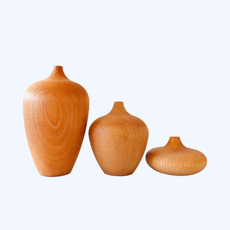 ست گلدان چوبی خودرنگ مخروطی شکل