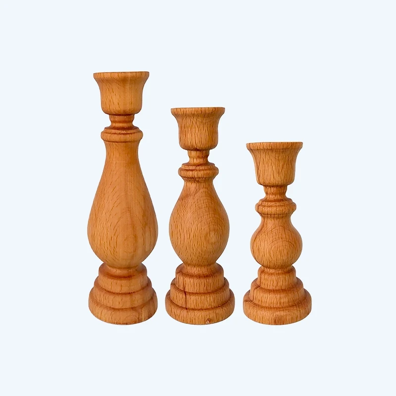 ست جا شمعی چوبی کلاسیک خودرنگ